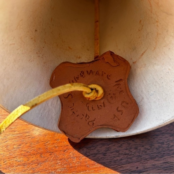 MCM Vintage Pacific Stoneware Bell Wind Chime Ceramic Handpainted Blue & Yellow - Picture 4 of 4